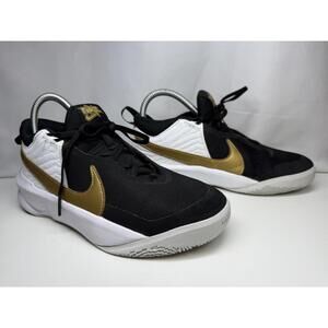 Nike Hustle D X Shoes Youth Size 5.5 Black White Gold Mesh Athletic Sneaker‎
